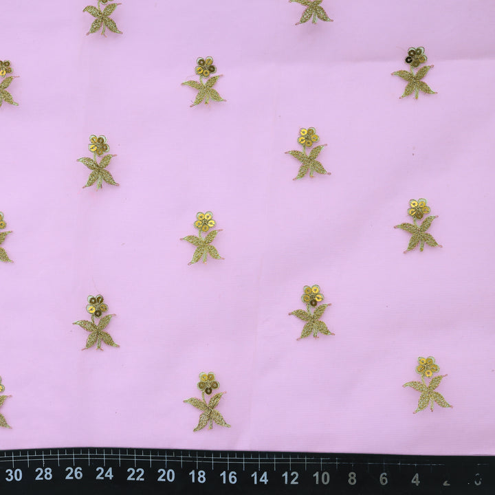 Lavender Rose Organza Floral Boutis Embroidery Fabric