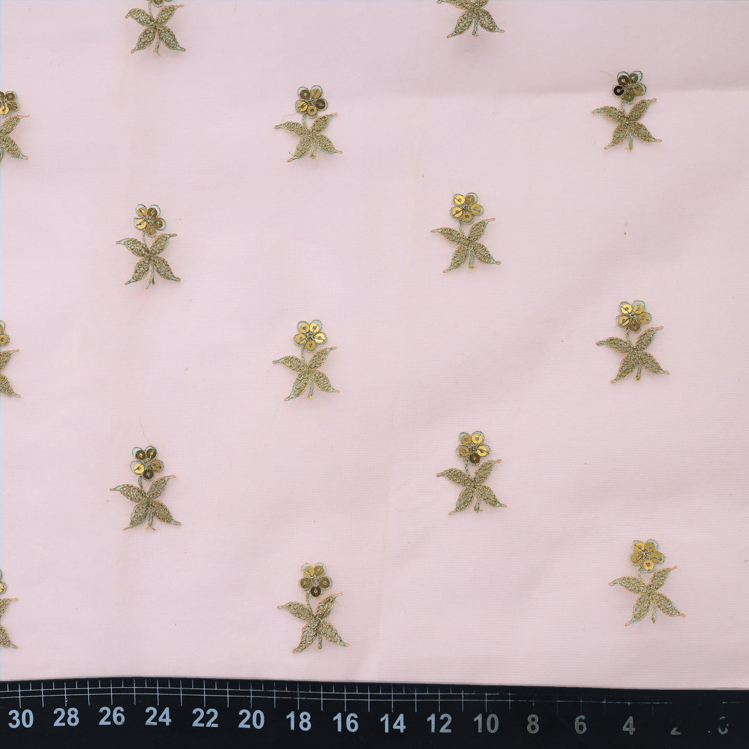 Pale Plum Organza Floral Boutis Embroidery Fabric
