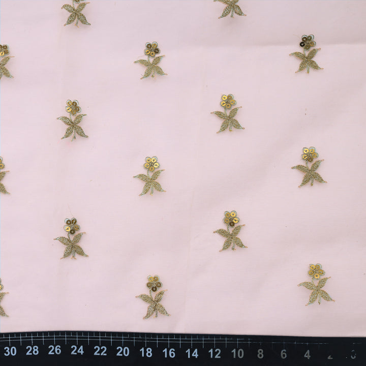 Pale Plum Organza Floral Boutis Embroidery Fabric