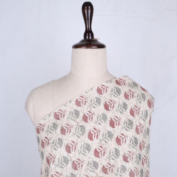 Powder White Color Cotton Fabric With Floral Printed Pattern