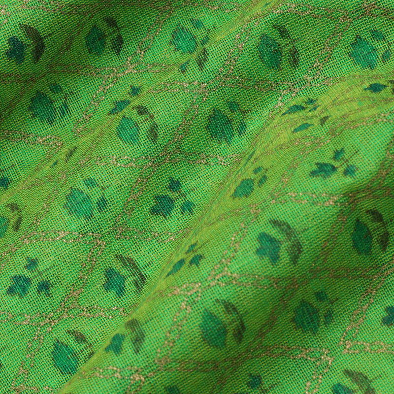 Forest Green Color Cotton Fabric With Floral Printed Pattern