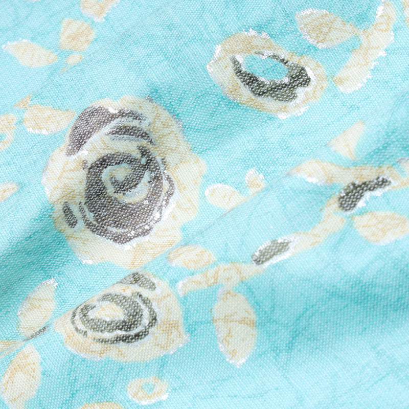 Arctic Blue Color Cotton Fabric With Floral Printed Pattern