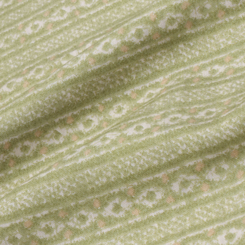 Sage Green Color Cotton Fabric With Printed Geoemetric Pattern