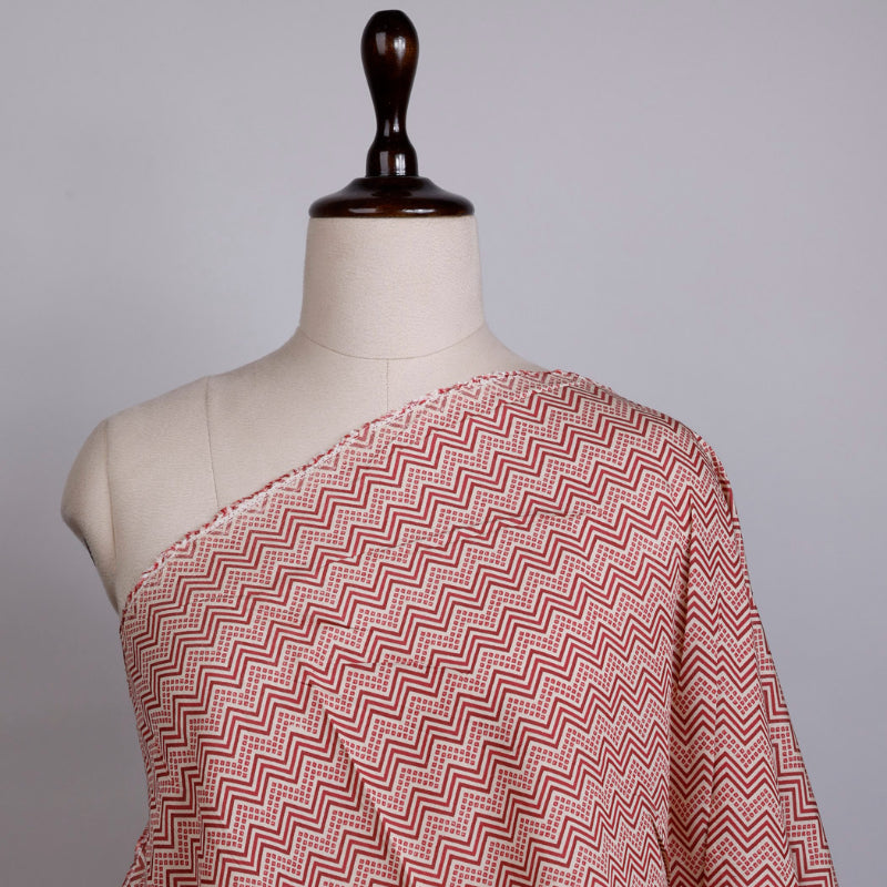 Off White Colour Cotton Fabric With Geometrical Print