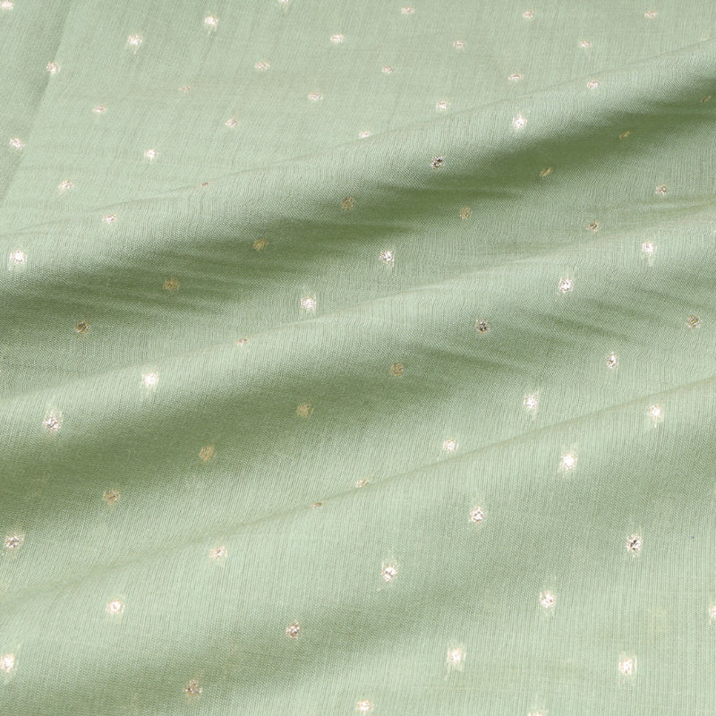 Mint Green Colour Cotton Fabric With Sequence Dots