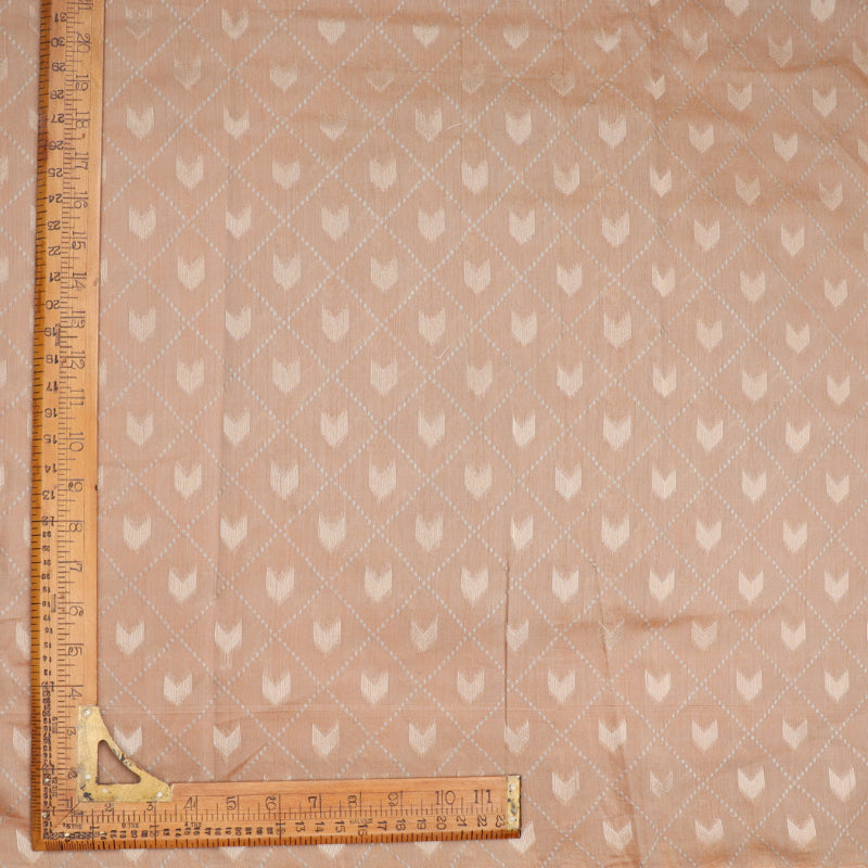 Pastel Orange Colour Cotton Fabric With Stripes And Geometrical Buttas