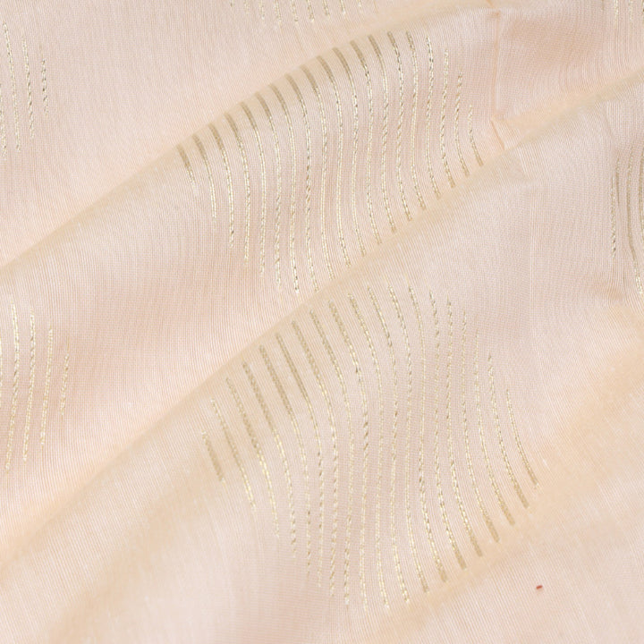 Beige Colour Cotton Fabric With Round Zari Buttas