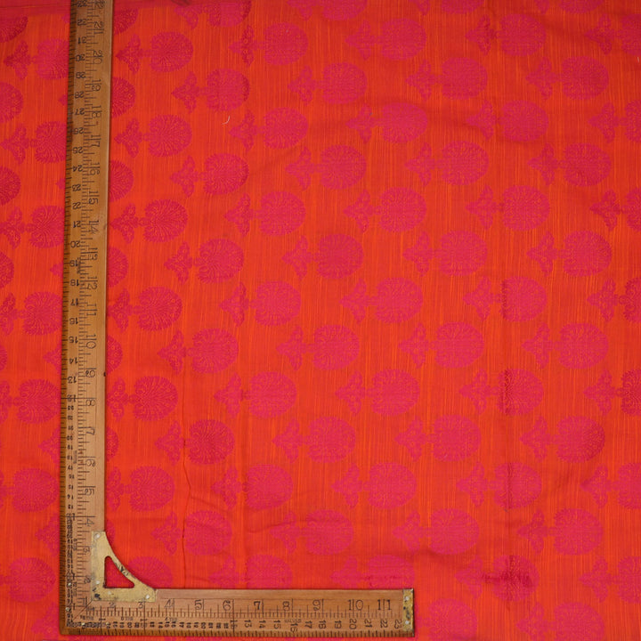 Light Earthy Orange Colour Cotton Fabric With Floral Buttas