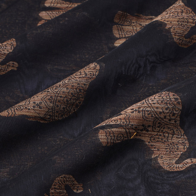 Grease Black Colour Cotton Fabric With Animal Motifs