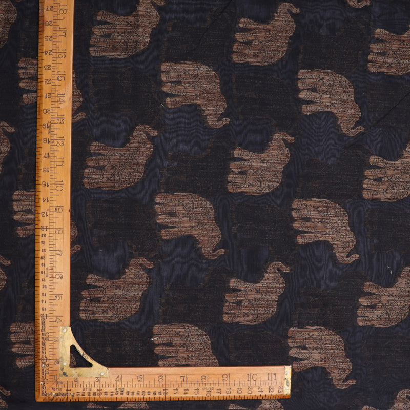 Grease Black Colour Cotton Fabric With Animal Motifs
