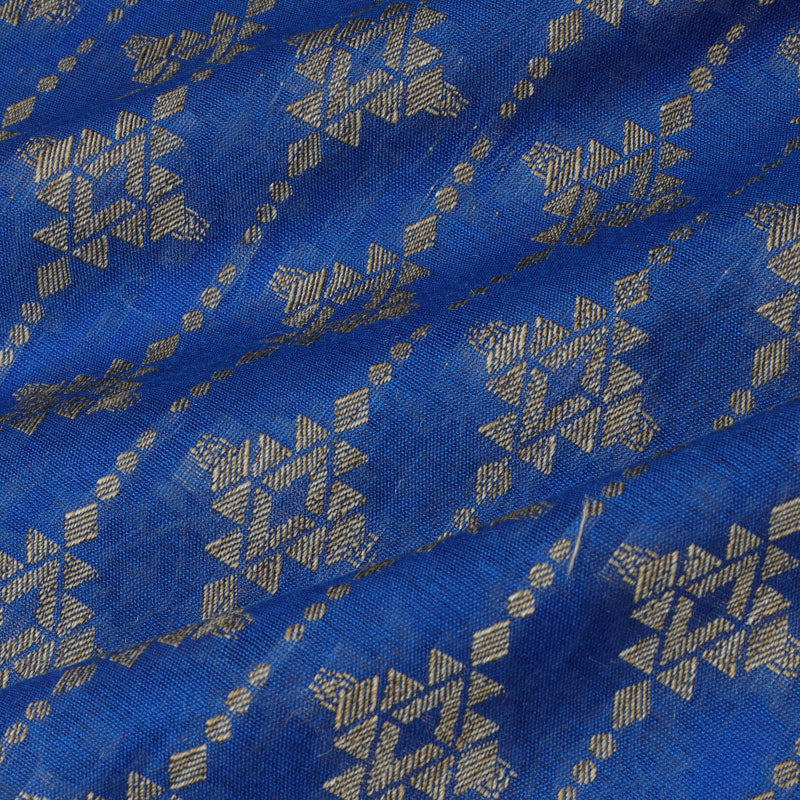 Cobalt Blue Color Cotton Fabric With Floral Pattern