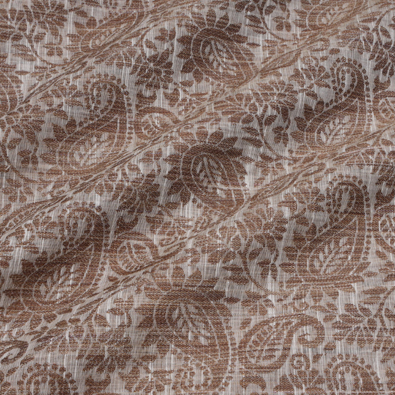 Cotton White Colour Cotton Fabric With Pasiley Floral Pattern