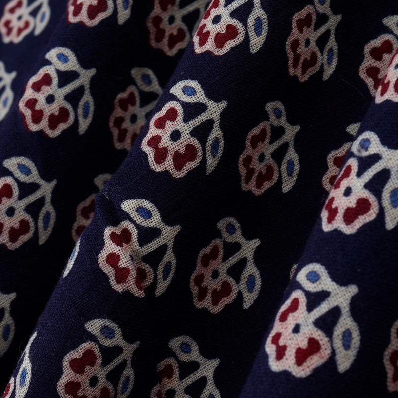 Indigo Blue Color Printed Cotton Fabric