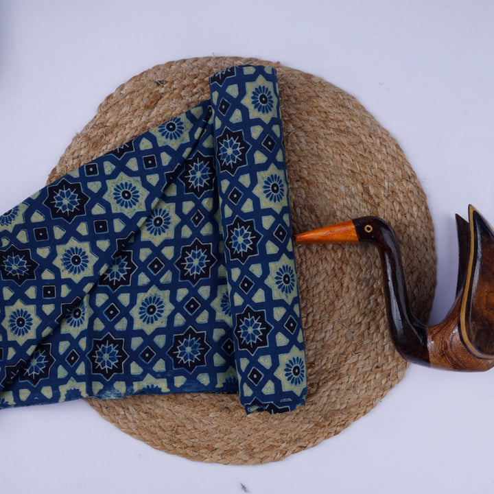 Lapis Blue Color Ajrakh Printed Cotton Fabric