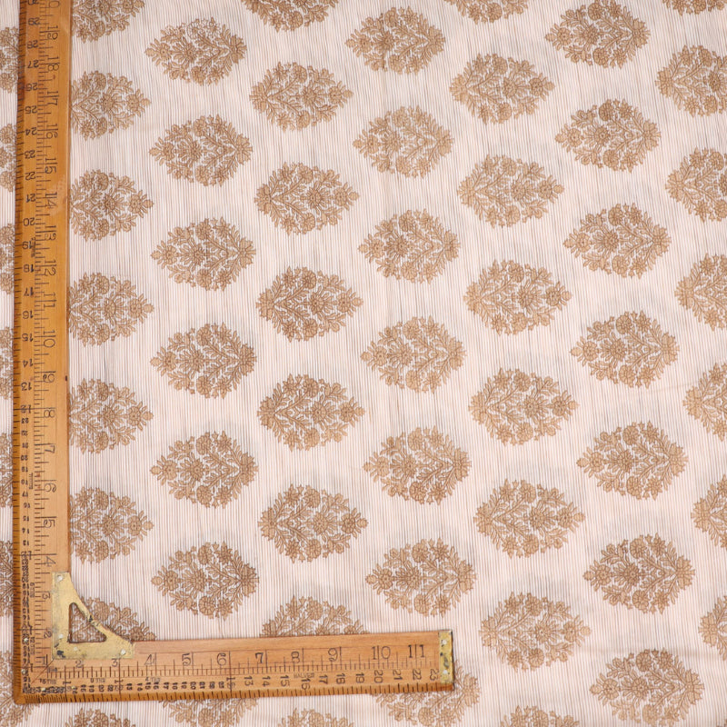 Powder white colour cotton fabric with floral buttas