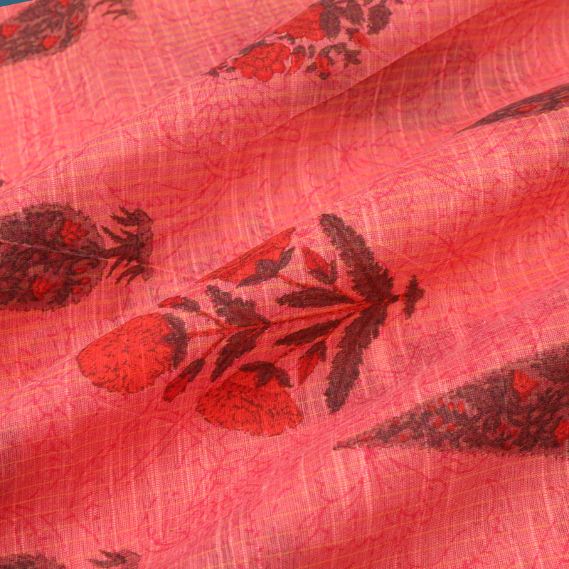 Peach Color Printed Cotton Fabric