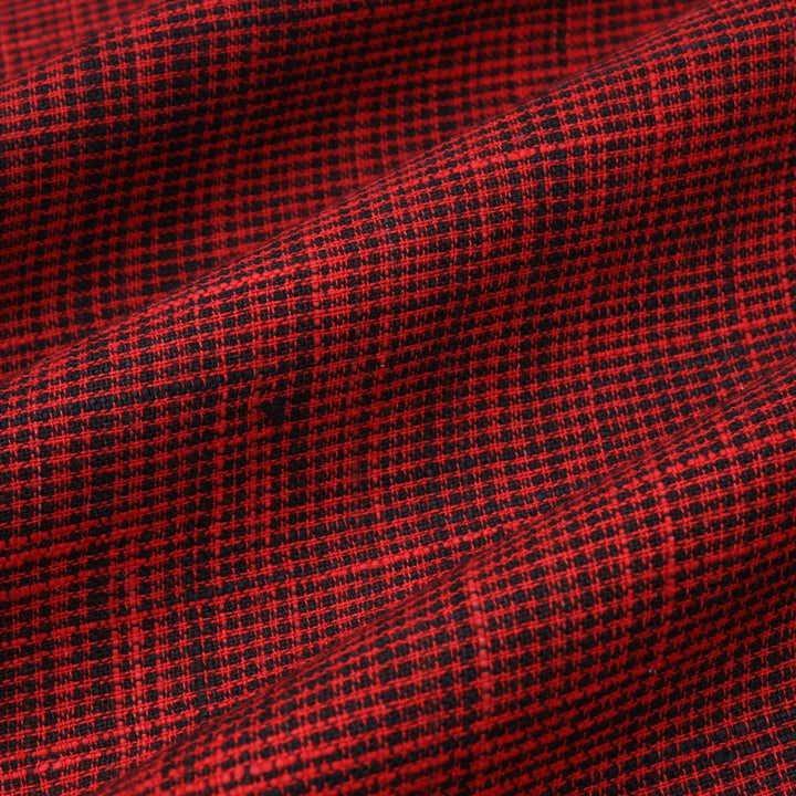 Black And Red Color Checks Cotton Fabric