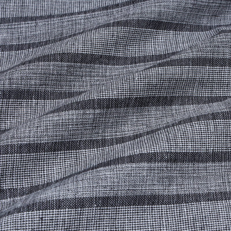 Shades Of Grey Colour Cotton Fabric With Stripes