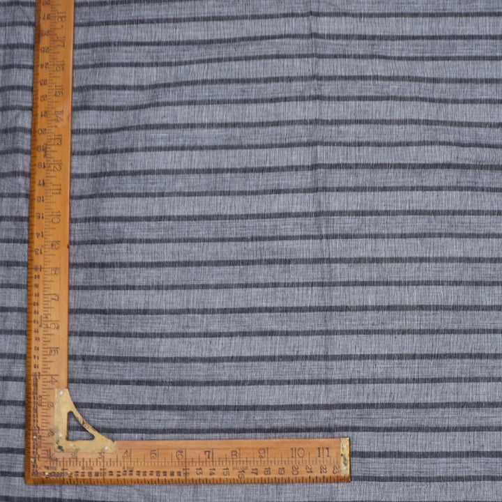 Shades Of Grey Colour Cotton Fabric With Stripes