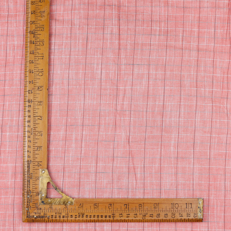 Light Coral Pink Color Cotton Fabric With Checks