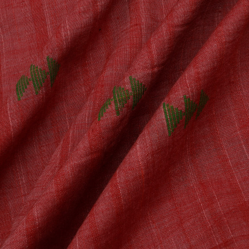 Ruby Red Color Cotton Fabric With Motifs