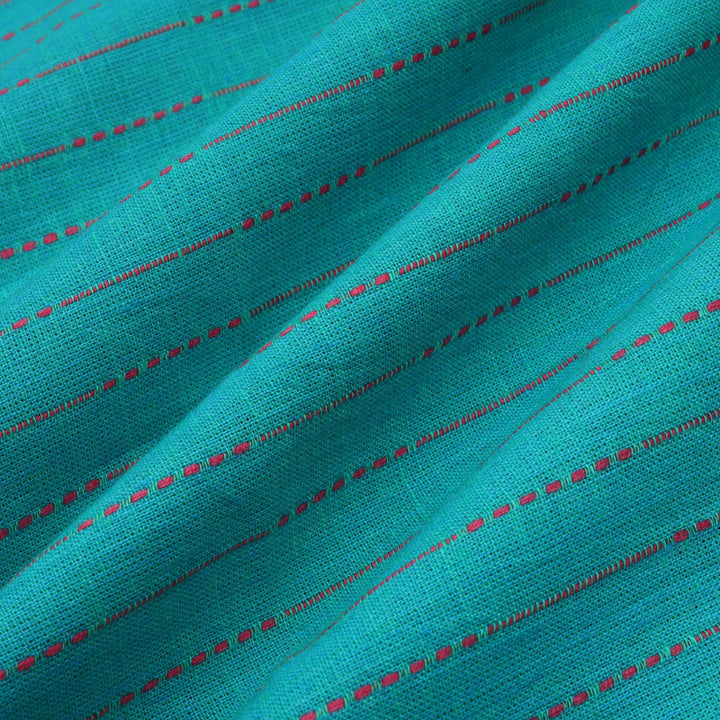 Tiffany Blue Color Cotton Fabric With Stripes