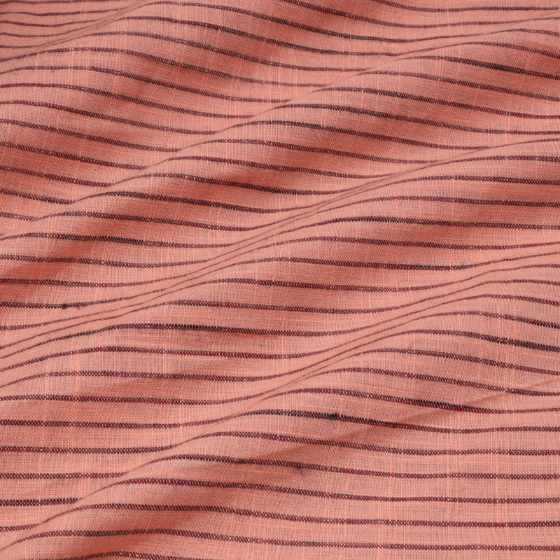 Coral Colour Cotton Fabric With Geometrical Pattern