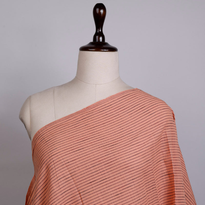 Coral Colour Cotton Fabric With Geometrical Pattern