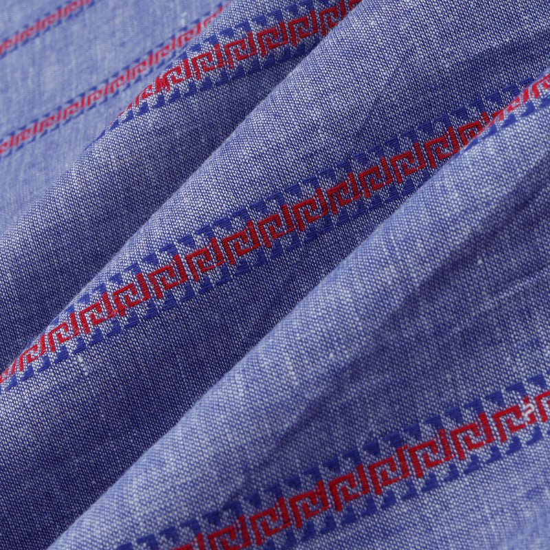 Light Blue-Violet Color Cotton Fabric With Stripes