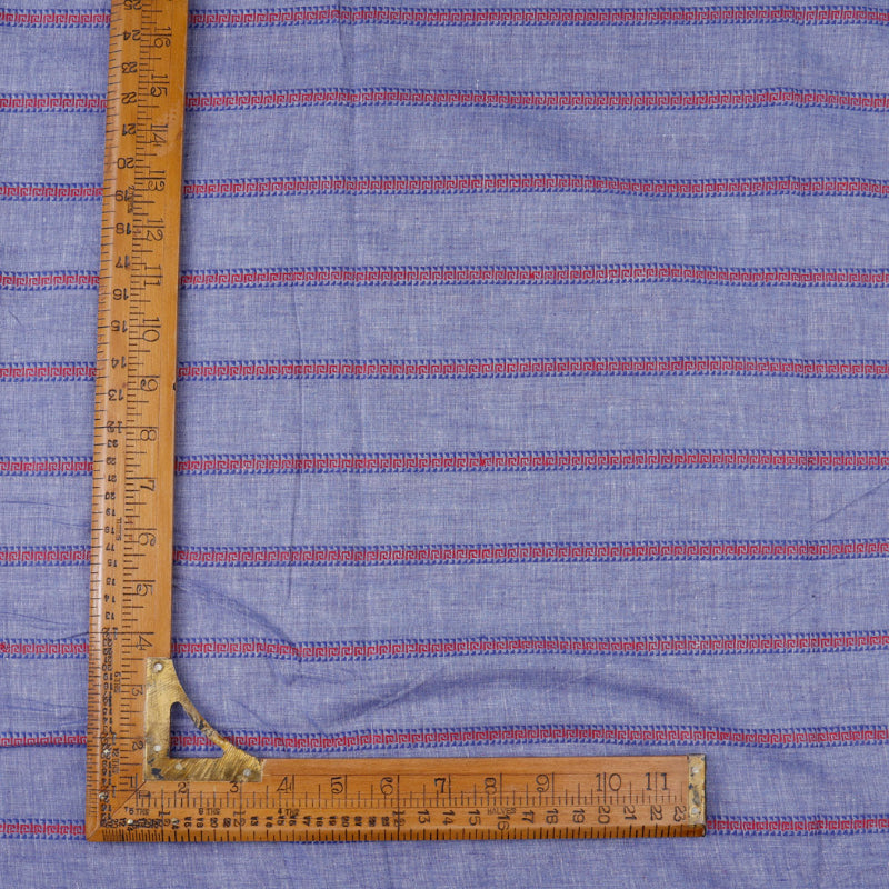 Light Blue-Violet Color Cotton Fabric With Stripes
