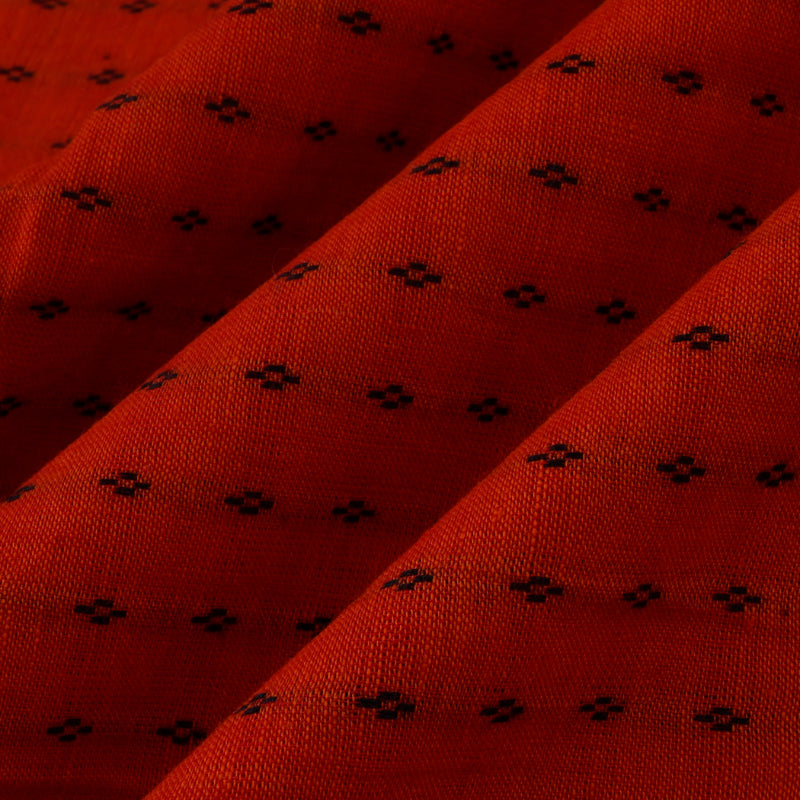 Bright Red Color Cotton Fabric With Motifs