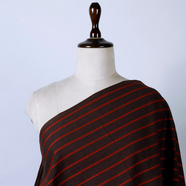 Deep Garnet Red Color Cotton Fabric With Stripes