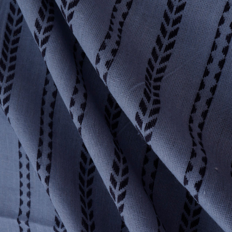 Ash Color Cotton Fabric With Stripes