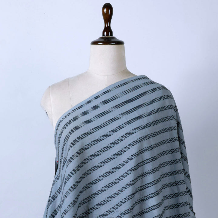 Ash Color Cotton Fabric With Stripes