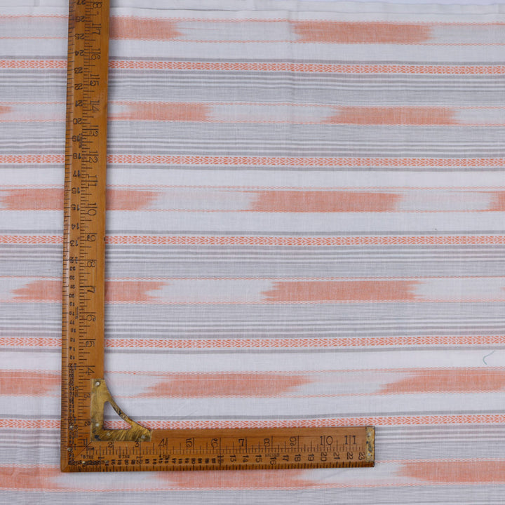 White Color Cotton Fabric With Stripes