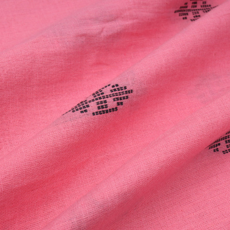 Rouge Pink Color Cotton Fabric With Motif