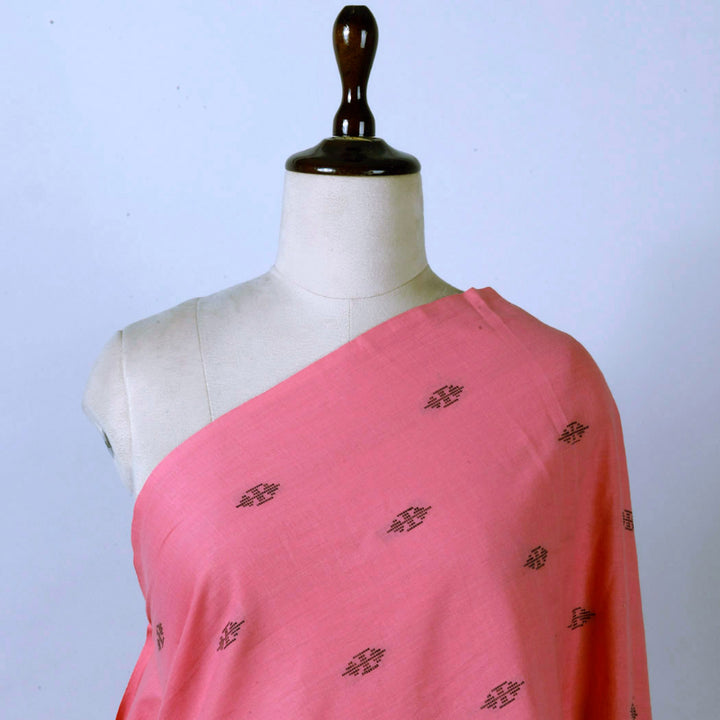 Rouge Pink Color Cotton Fabric With Motif