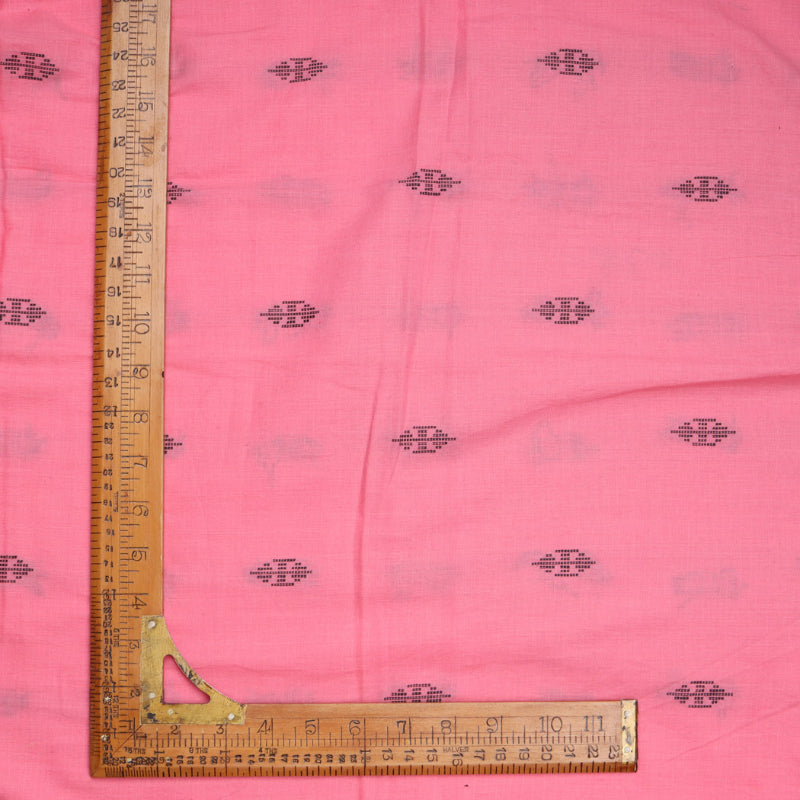 Rouge Pink Color Cotton Fabric With Motif