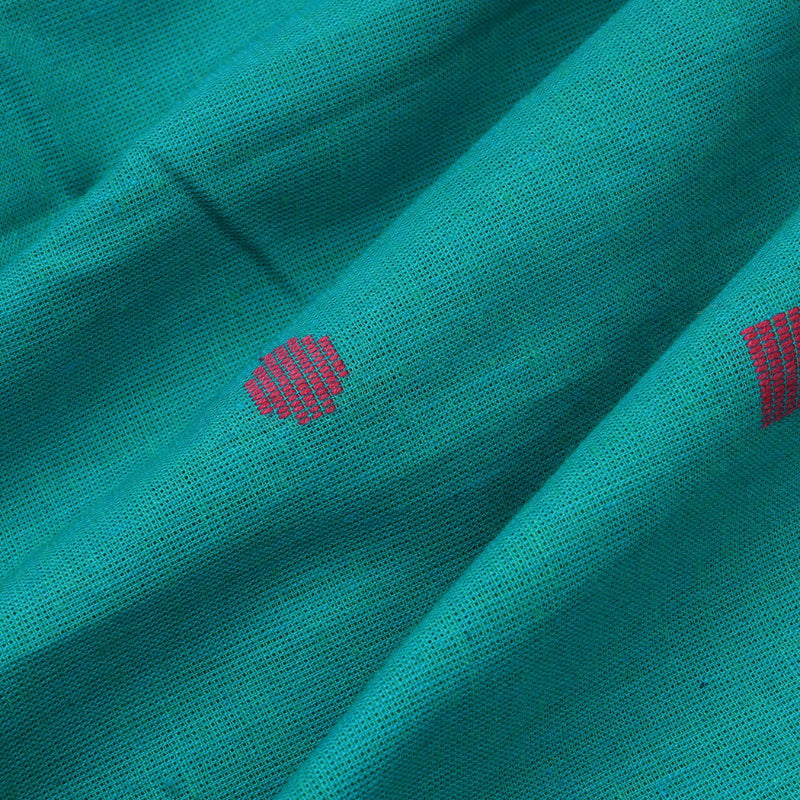 Tiffany Blue Color Cotton Fabric With Motifs