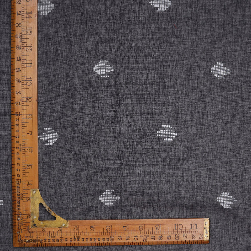 Grey Color Cotton Fabric With Motifs