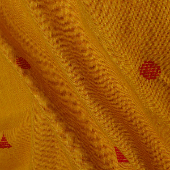Gold Yellow Cotton Fabric With Motifs