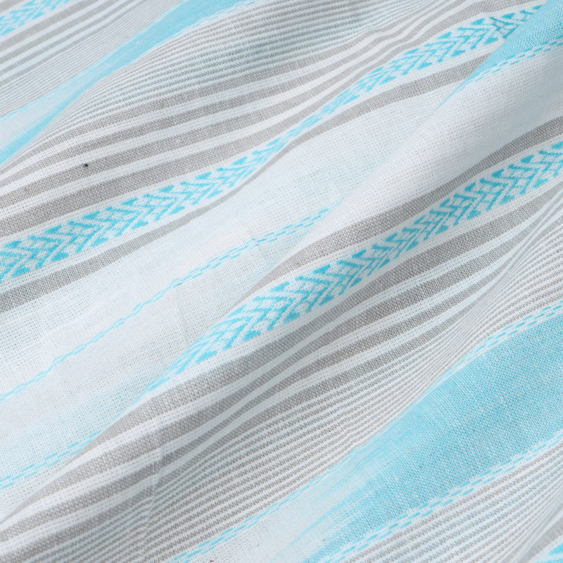 White Color Cotton Fabric With Stripes