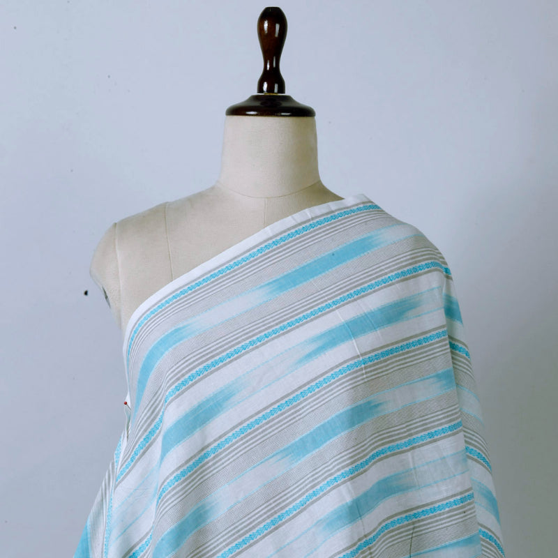 White Color Cotton Fabric With Stripes