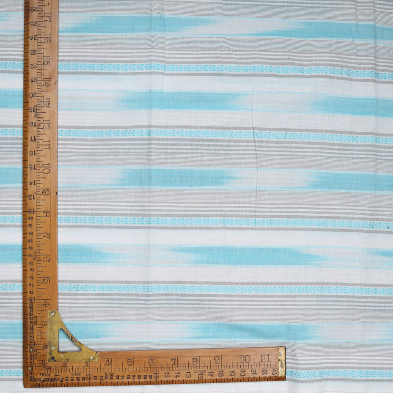 White Color Cotton Fabric With Stripes