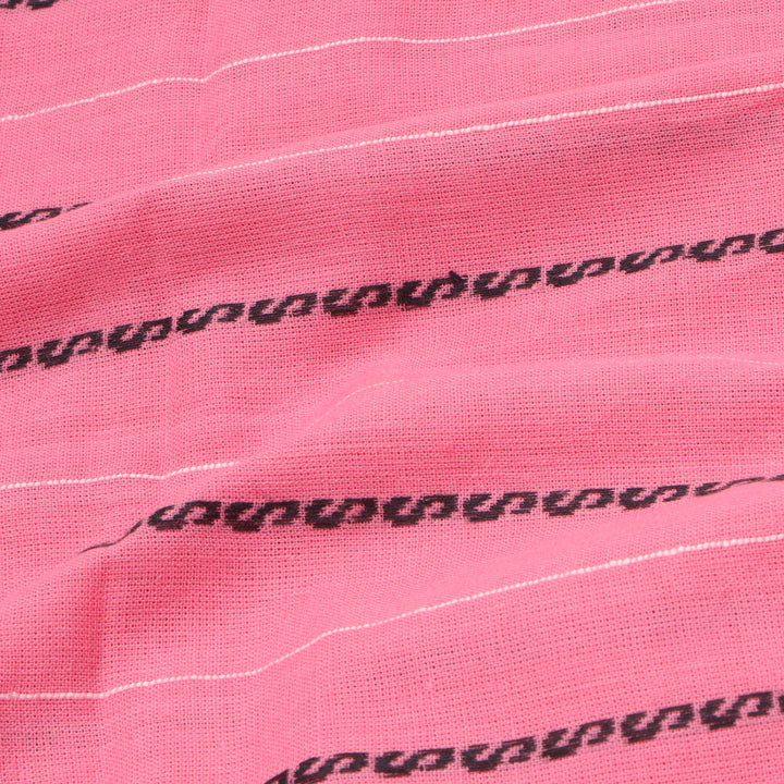 Watermelon Pink Color Cotton Fabric With Geometric Pattern