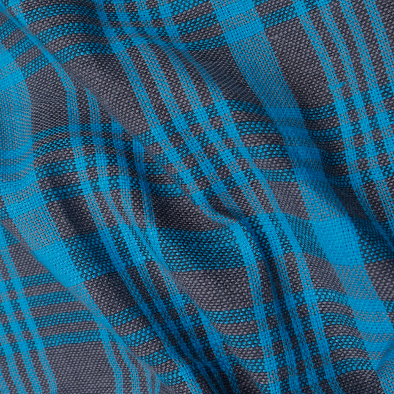 Spruce Blue Color Cotton Fabric With Checks