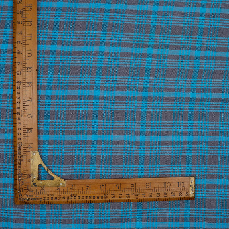 Spruce Blue Color Cotton Fabric With Checks