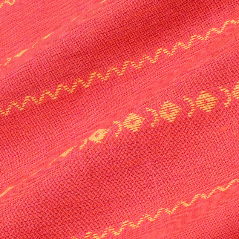 Tomato Red Color Cotton Fabric With Geometric Pattern