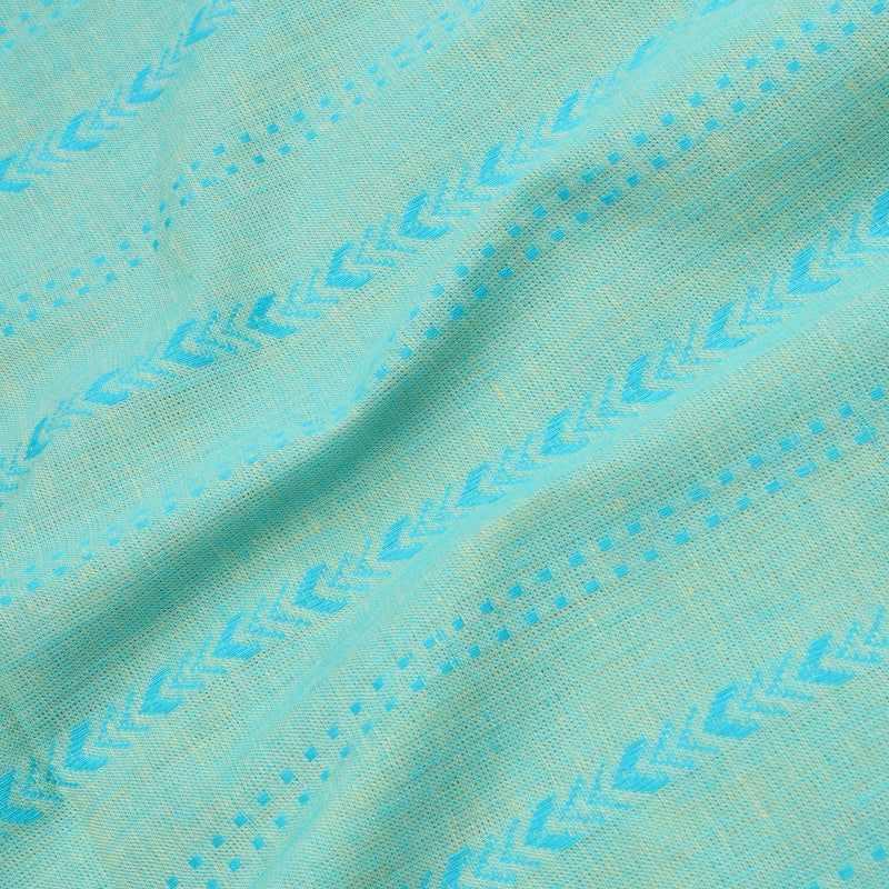 Baby Blue Color Cotton Fabric With Geometric Pattern