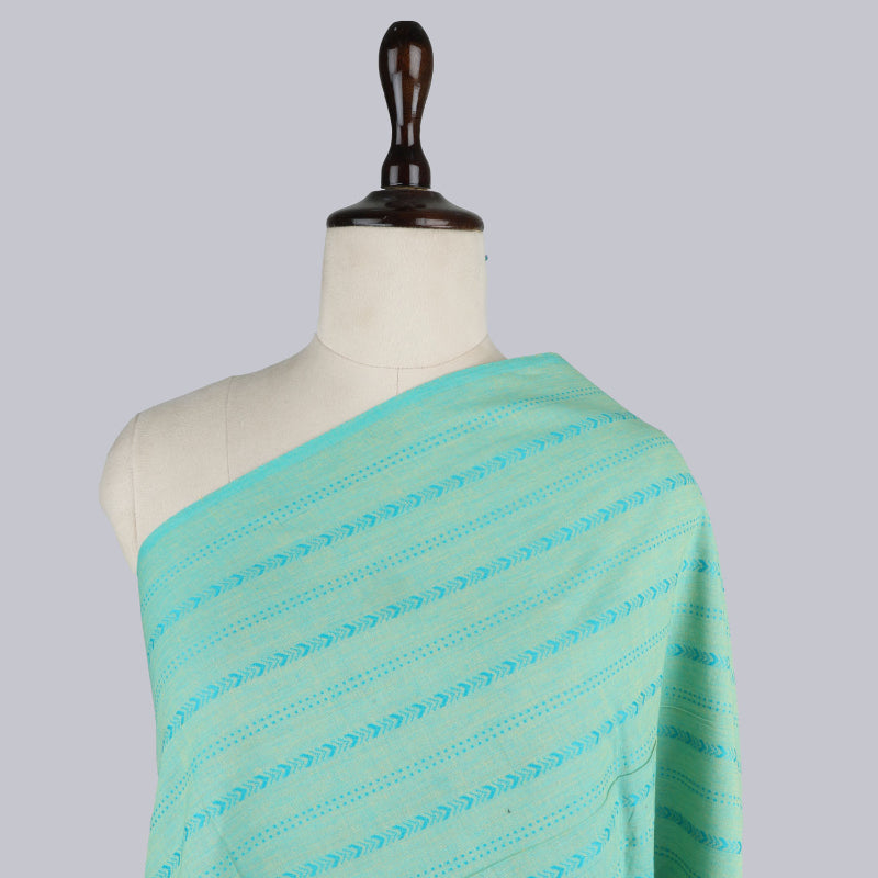 Baby Blue Color Cotton Fabric With Geometric Pattern